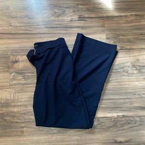 Navy Blue Stretch Dress Pants Women’s Size 12 Elastic Waist Straight Leg